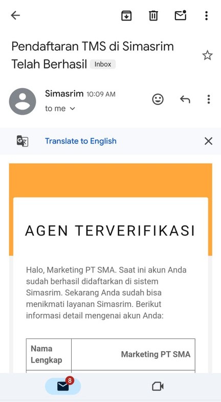 Halaman Akses Akun SIMASRIM