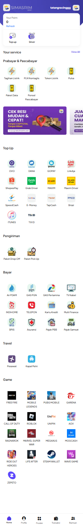 Tampilan Dashboard SIMASRIM