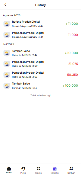 Tampilan Menu Keuangan
