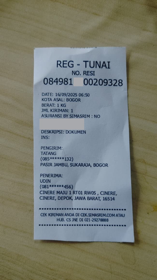 Serahkan Resi