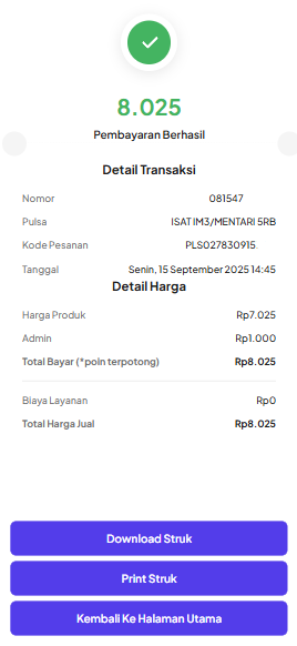 Transaksi Berhasil
