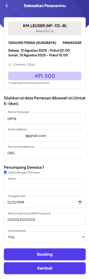 Input Data Penumpang Pelni