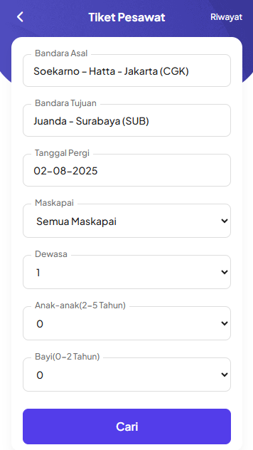 Pencarian Tiket Pesawat